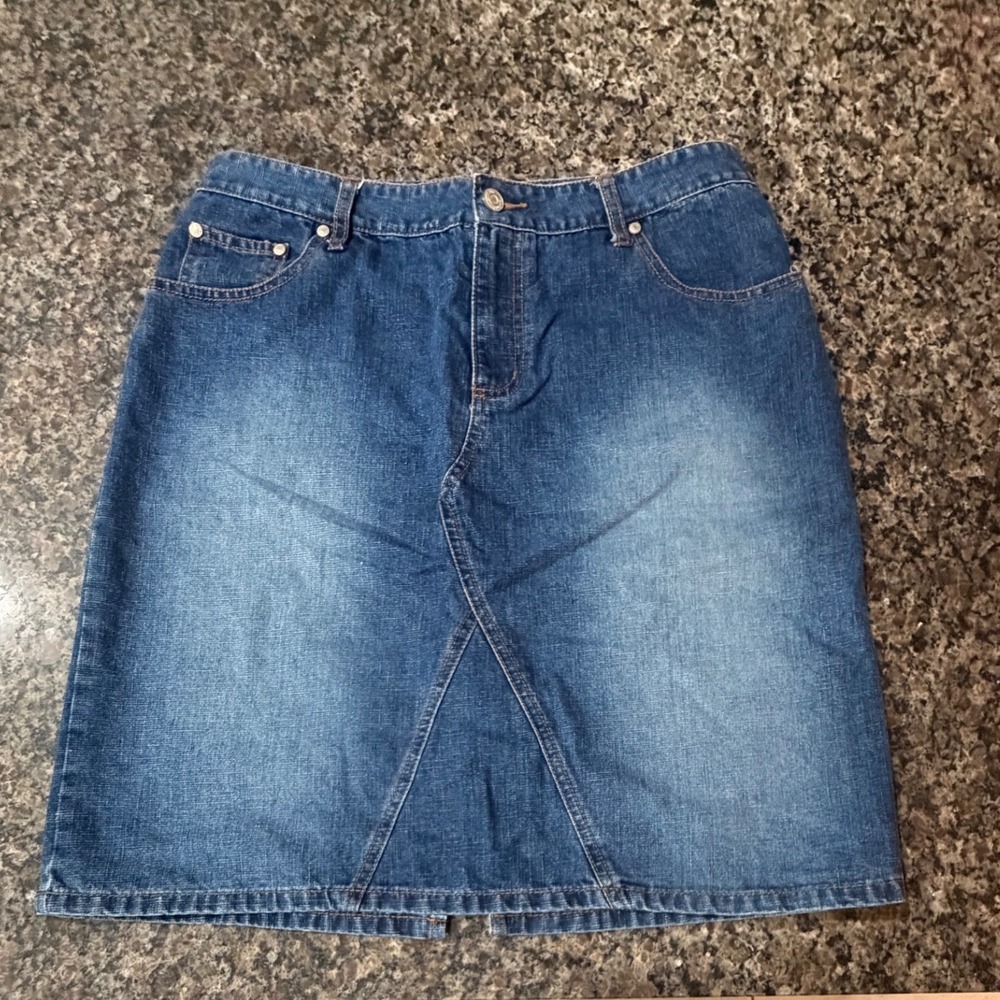 No Boundaries Juniors Denim Skirt Gre Tint Blast Blue Jean Knee Length Size 13